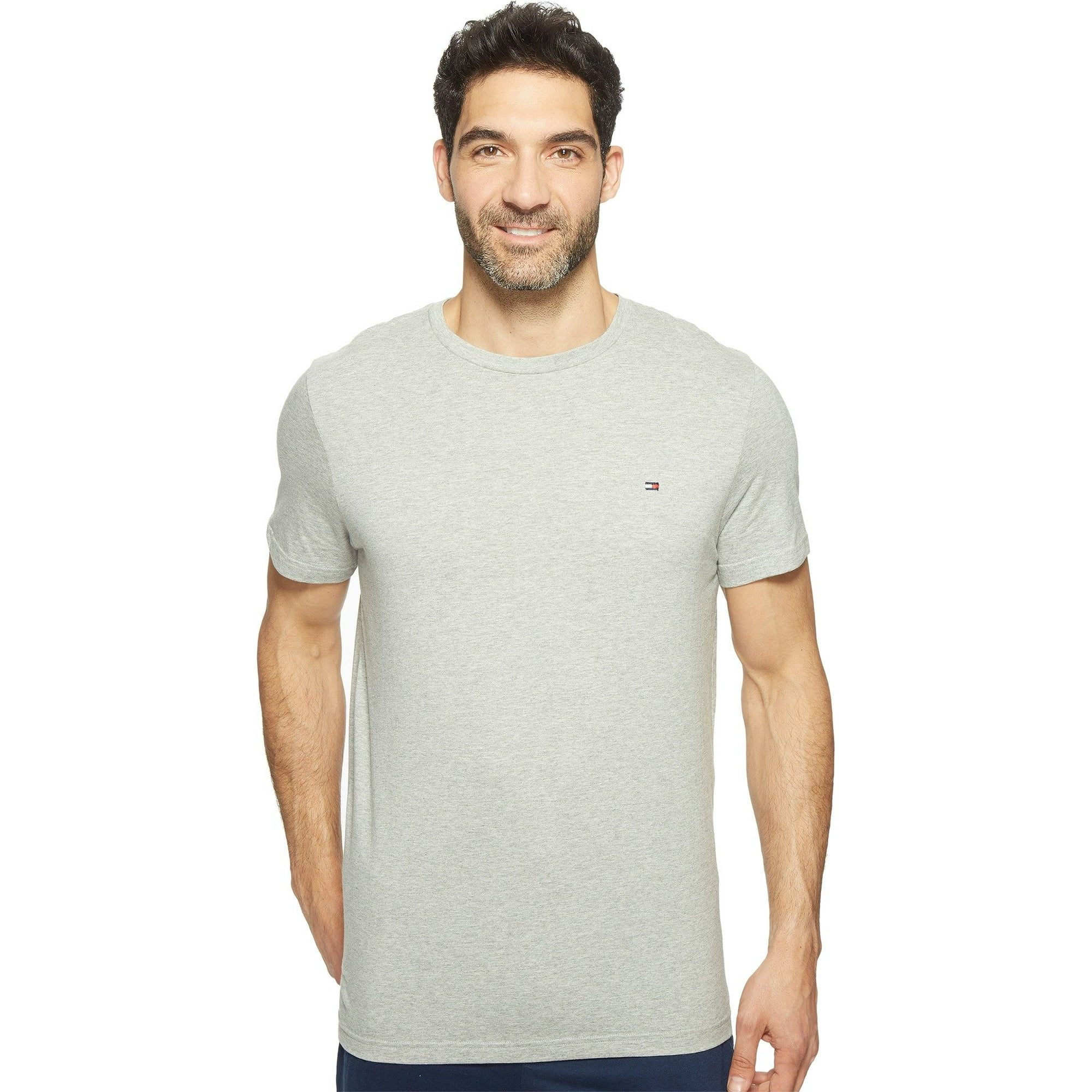 Camiseta De Pijama Con Cuello Redondo Con La Bandera De Tommy Hilfiger Para Hombre, Color Gris