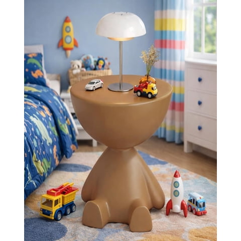 Todo Para El Hogar - El Guardián Sentado Mesa De Arrimo Escultural Blanco Naranja