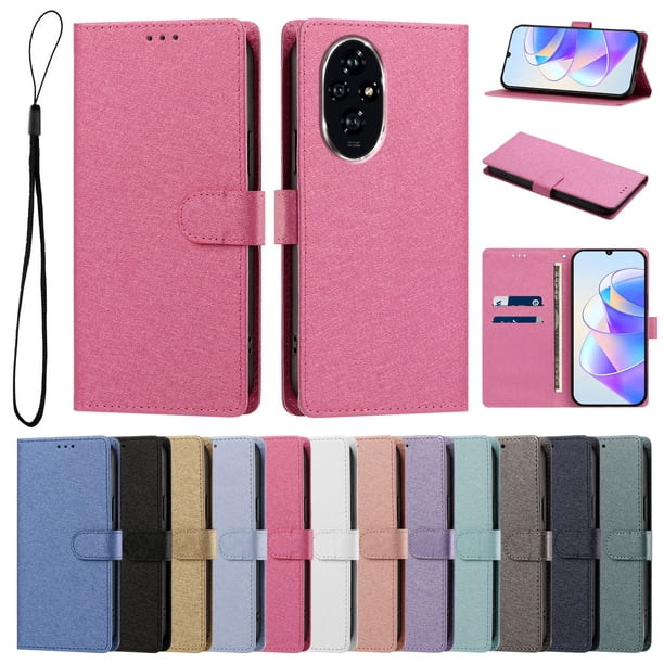 Funda Cartera de PU para Honor 200 con Tarjetas, Rojo Rosa