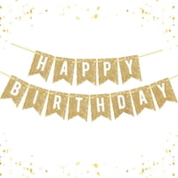 Banderín De Cumpleaños Pretyps Dorado Con Purpurina Para Decoración De Fiestas