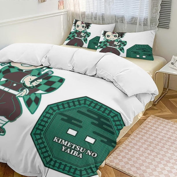 Juego de ropa de cama Demon Blade, cómodo y ligero. Juego de ropa de cama de dibujos animados de 3 piezas (disponible en varios tamaños). Lc