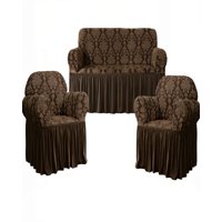 Genérico - Juego De Fundas De Sofa 3+1+1 Con Velo Color Marron