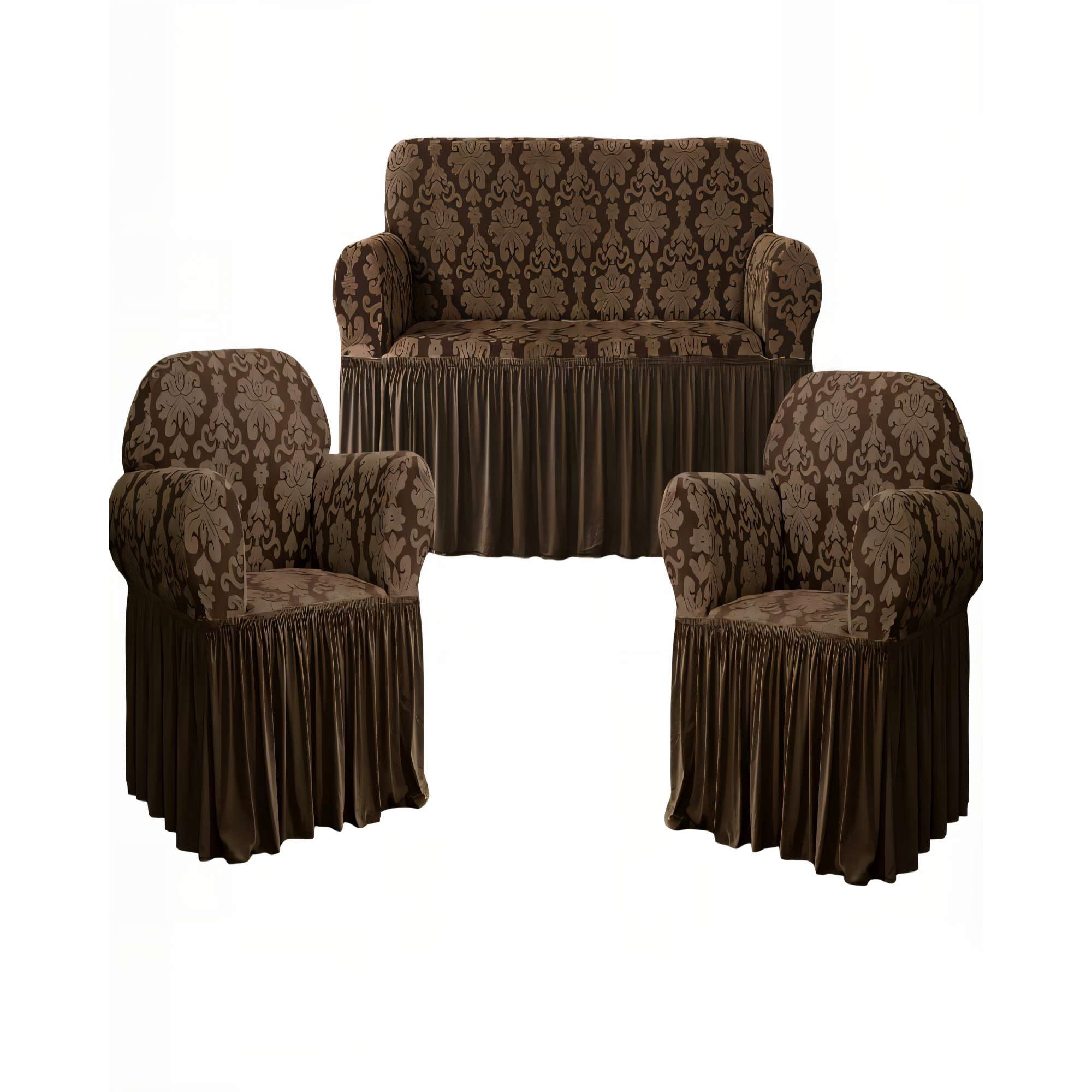 Genérico - Juego De Fundas De Sofa 3+1+1 Con Velo Color Marron