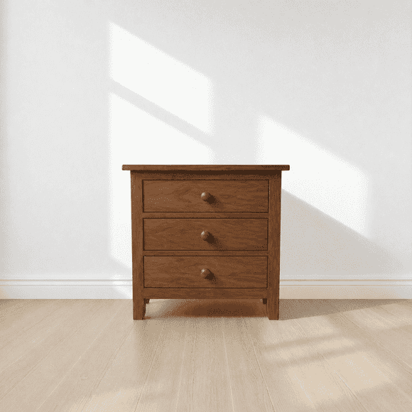 Velador Ancho "Chester Classic" 3 Cajones Mesa de Noche - Café - 60x40x60 cm