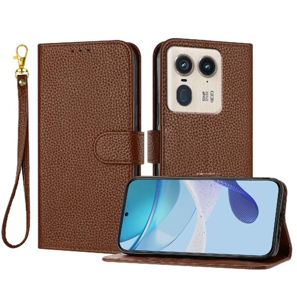 Funda Cartera para Motorola Moto Edge 50 Ultra Tarjetero Soporte Magnético y Correa Marrón