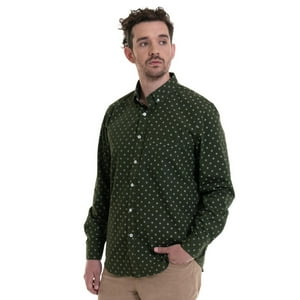 Truval - Camisa Estampada Microprint Verde Musgo Verde Oscuro M