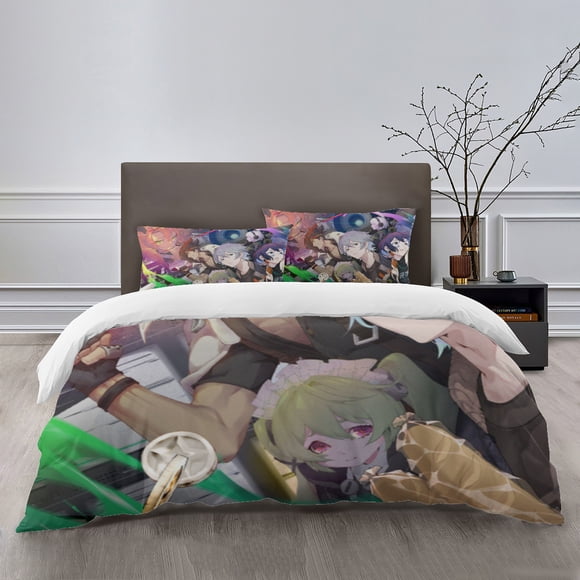 Zenless Zone Zero Bedding Sets Bed Cartoon Duvet Cover Lightweight 3 Piece Bet Sets for Kids Boys Girls