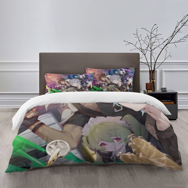 Zenless Zone Zero Bedding Sets Bed Cartoon Duvet Cover Lightweight 3 Piece Bet Sets for Kids Boys Girls