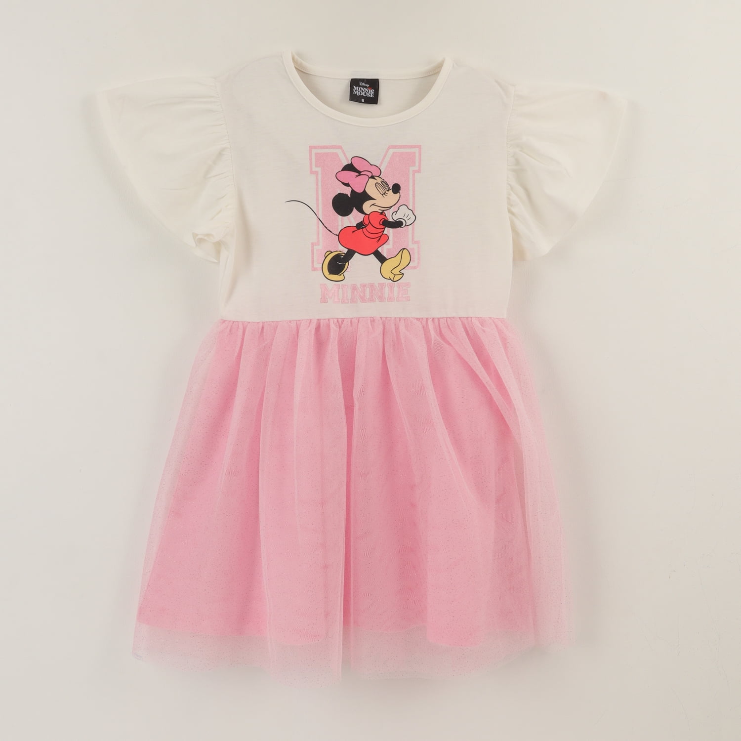 Vestido Manga Corta Niña Rosado Tull Minnie Mouse Disney