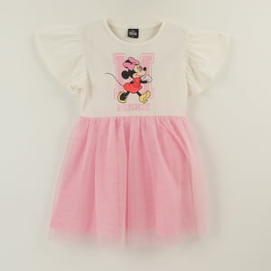 Vestido Manga Corta Niña Rosado Tull Minnie Mouse Disney