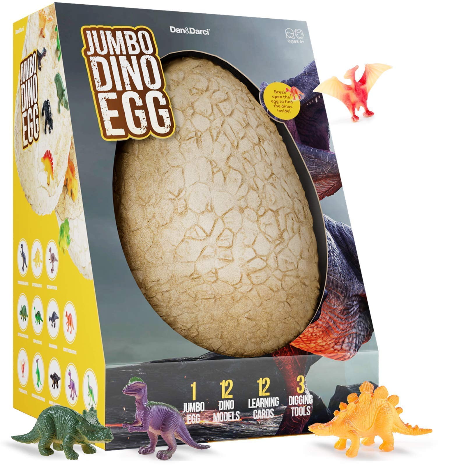 Dan&darci - Jumbo Dino Egg Dan & Darci Desentierran 12 Dinosaurios Grandes Únicos