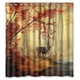 thumbnail image 1 of Cortina de ducha con diseño de ciervos en el bosque otoñal, hojas de árbol rojas, juego de cortina de baño con ganchos, tamaño 66 x 72 pulgadas, 1 of 3
