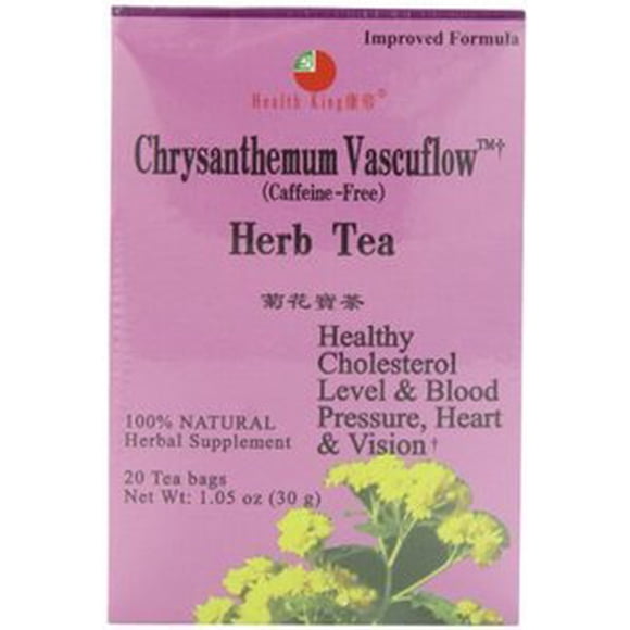 Hierba vascuflow de Tea Health King con forma de crisantemo, 20 bolsas x 4 unidades