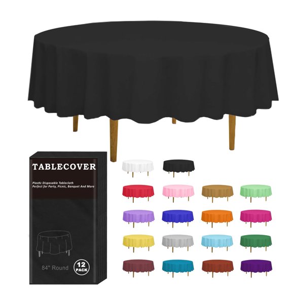 Mantel desechable redondo negro 213 cm D&Z – Pack de 12 unidades