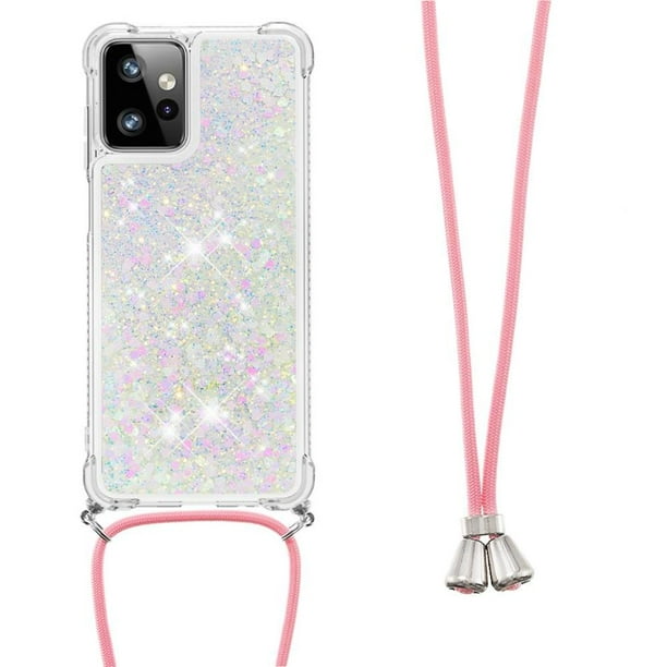 Funda FOXDOCK para Motorola Moto G Power 2023 con Cuerda Ajustable, Brillo Líquido, Protección Antigolpes y Lente – Ideal para Regalo
