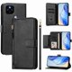 thumbnail image 1 of Funda tipo cartera para Google Pixel 5 XL con bolsillo con cremallera, tarjetero, soporte, correa para la muñeca y tapa de cuero Negro, 1 of 5