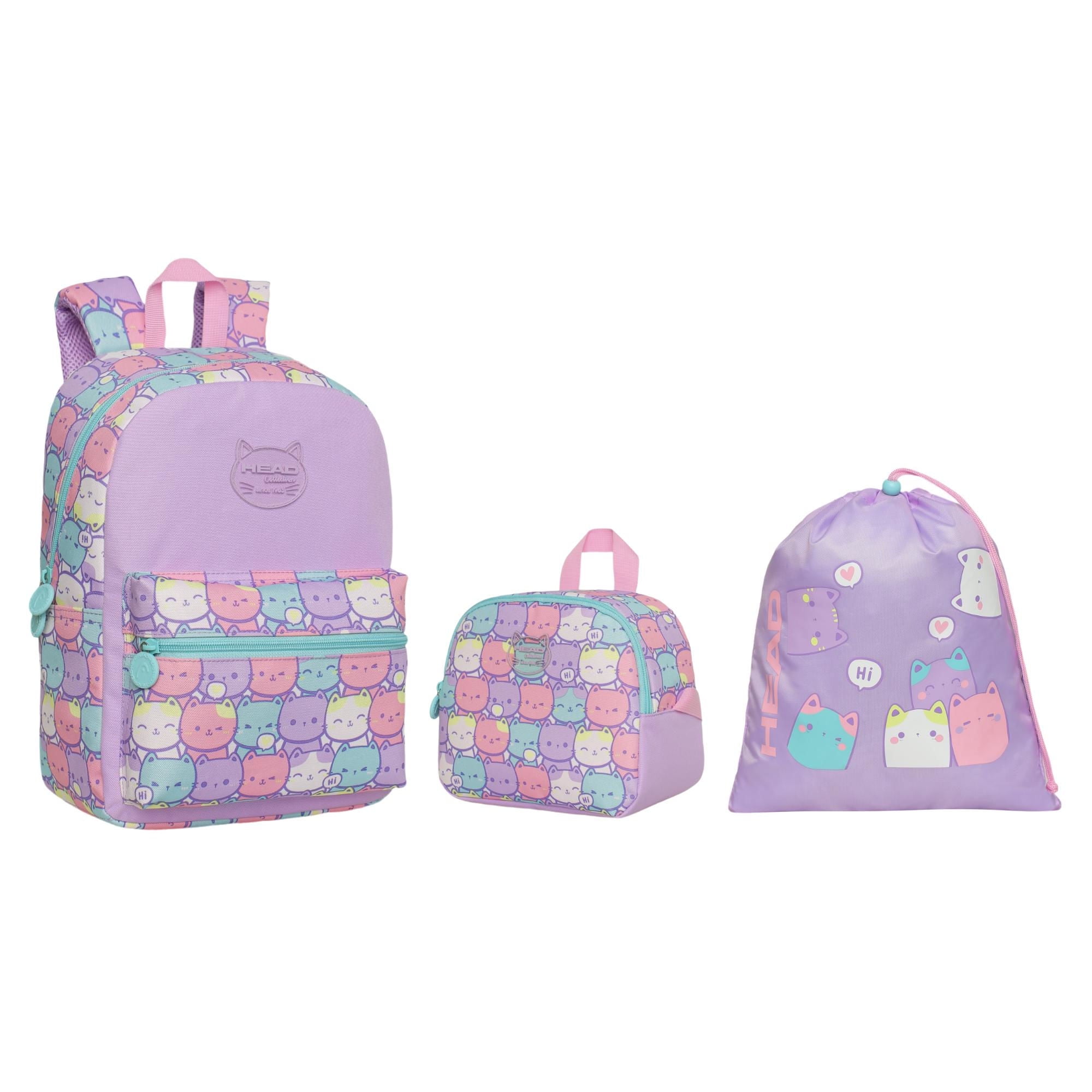 Pack Kids Escolar Mujer New Gatos Pastel Head