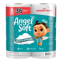 Papel Higiénico Angel Soft 6 Super Mega Rollos = 36 Normales