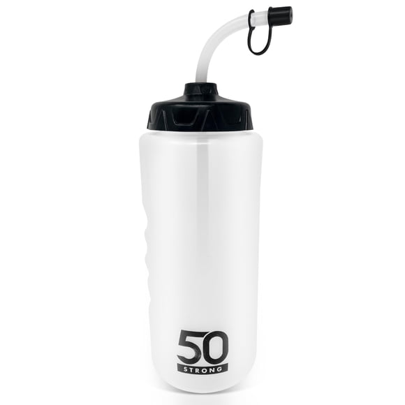 Botella de agua de 1 L con popote para hockey, fácil de apretar, libre de BPA, hecha en EE. UU.