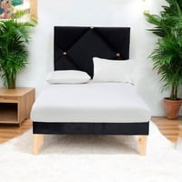 Muebles New - Base Cama Deluxe Plaza Y Media Negro Felpa