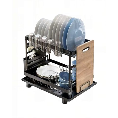 Genérico - Escurridor 2 Niveles Con Soporte Para Tablas Y Cubiertos De Acero Inoxidable Color Negro