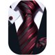 thumbnail image 1 of Barry.Wang Set de corbata a rayas para hombre de seda con pañuelo, 1 of 3