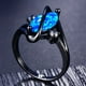 thumbnail image 3 of Exquisite Women's Wedding Necklace with Black Gold and Blue Opal Edge - Charming Round Engagement Ring, 3 of 4