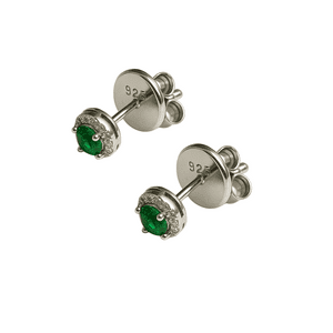 Joyas Adonis - Aros Chatón Circón Verde Esmeralda Plata 925