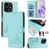 Funda Tipo Cartera Foxdock Para Itel A70 Con Soporte, Ranuras, Rfid, Diseño De Gato