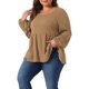 thumbnail image 4 of Agnes Orinda Blusas de Talla Grande para Mujeres Cuello Redondo Manga Larga Peplum Top de Punto 2X Caqui, 4 of 6