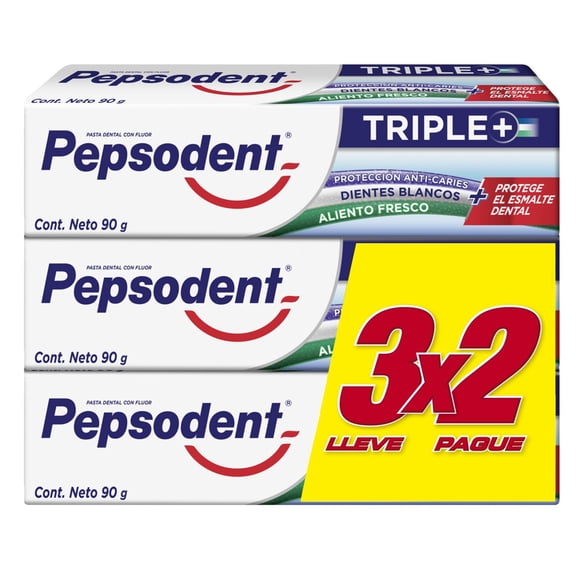 Pasta Dental Pepsodent Triple+ 3un, 90 g
