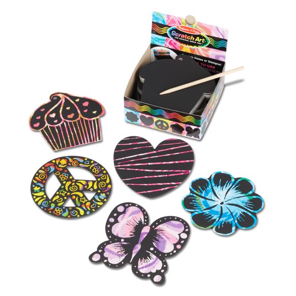Notas con forma de Scratch Art con temática navideña de Melissa y Doug