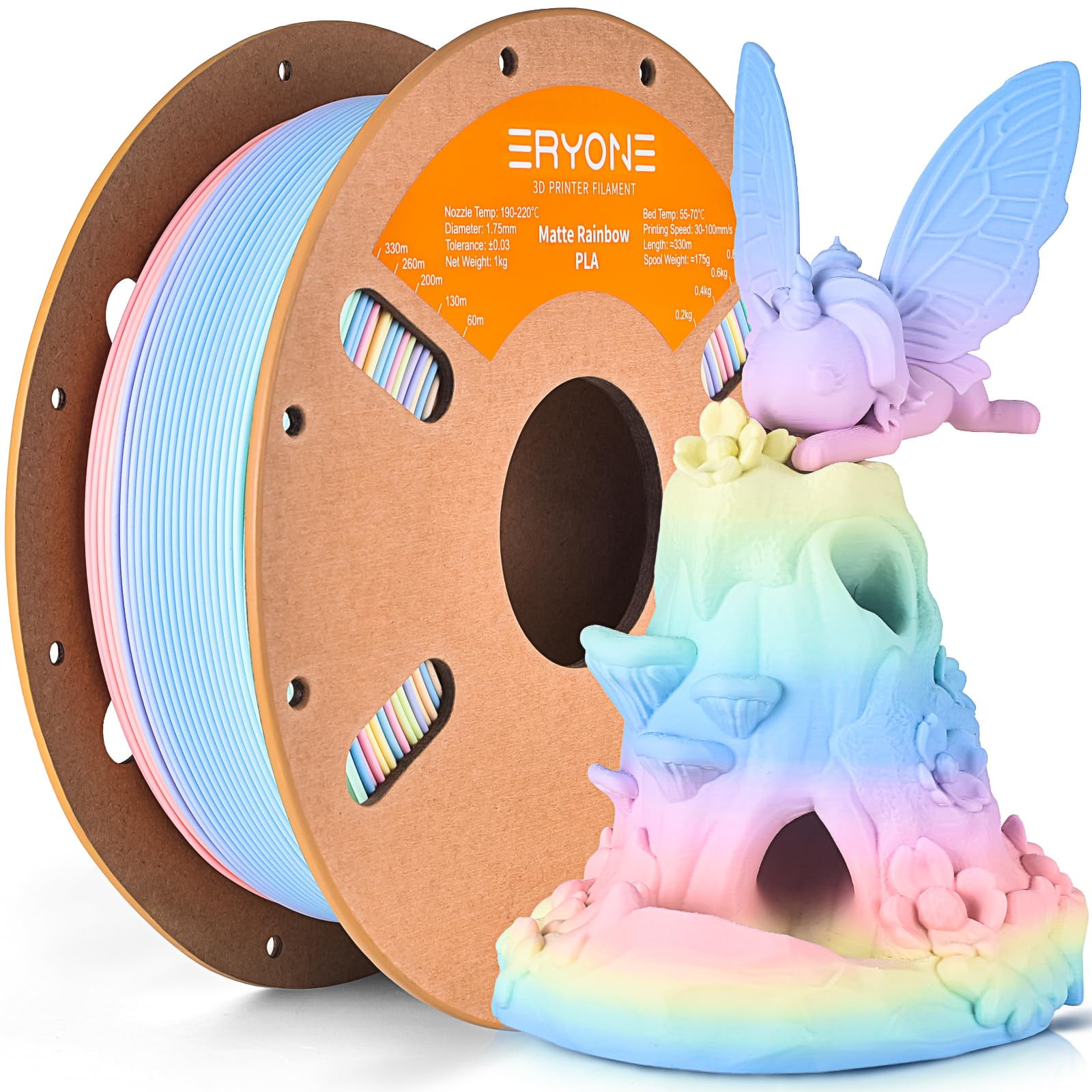 Filamento Pla Para Impresora 3d Eryone Matte Rainbow, 1,75 Mm, 1 Kg