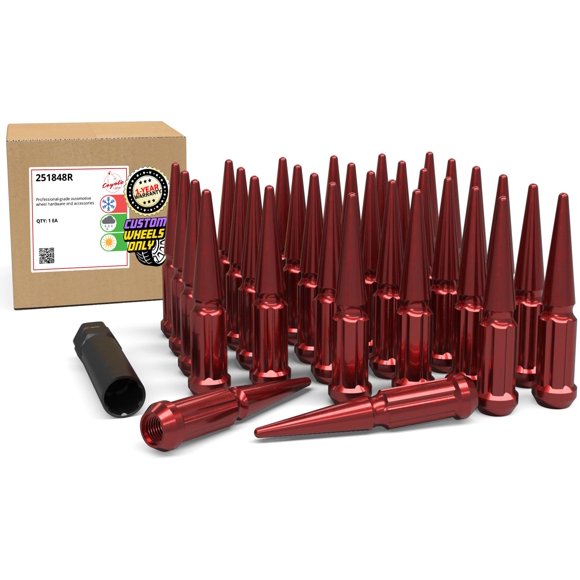 Tuercas de Rueda - Accesorios para Ruedas M14x1.50 11 cm Rojo - 32 piezas