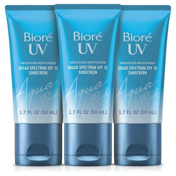 Protector solar Bioré UV Aqua Rich SPF 30 PA+++, 50 ml, paquete de 3