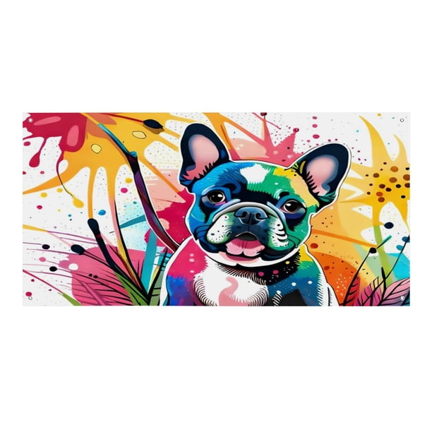 Bulldog Francés Fondo Temático Pancarta Suministros de Decoración para Fiesta de Cumpleaños, Decoración de Fondo de Fiesta Personalizado,150x90cm