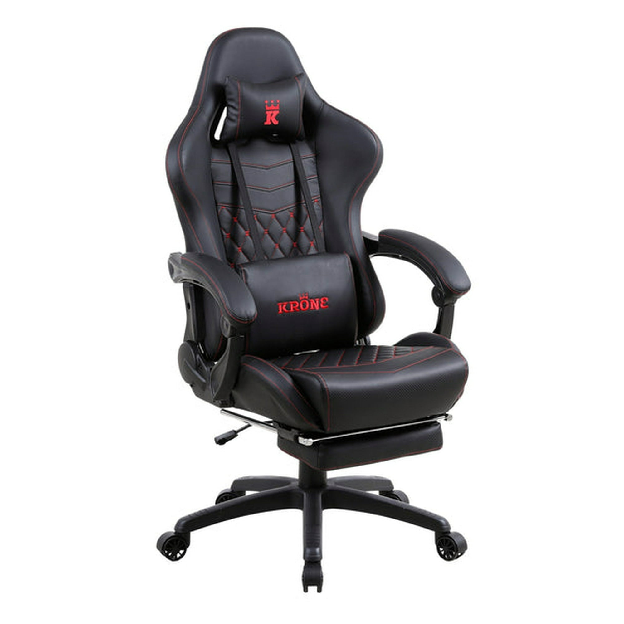 Silla Gamer Escritorio Oficina Krone Xl Masajeador Y Apoyapiés - Negra