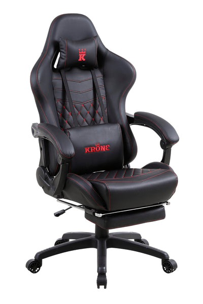 Krone Gaming - Silla Gamer Escritorio Oficina Krone Xl Masajeador Y Apoyapiés - Negra