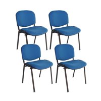 Habita2 Chile - Pack 4 Sillas Meeting De Auditorio Apilable Tapiz Lino Sala De Espera - Azul