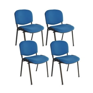 Habita2 Chile - Pack 4 Sillas Meeting De Auditorio Apilable Tapiz Lino Sala De Espera - Azul