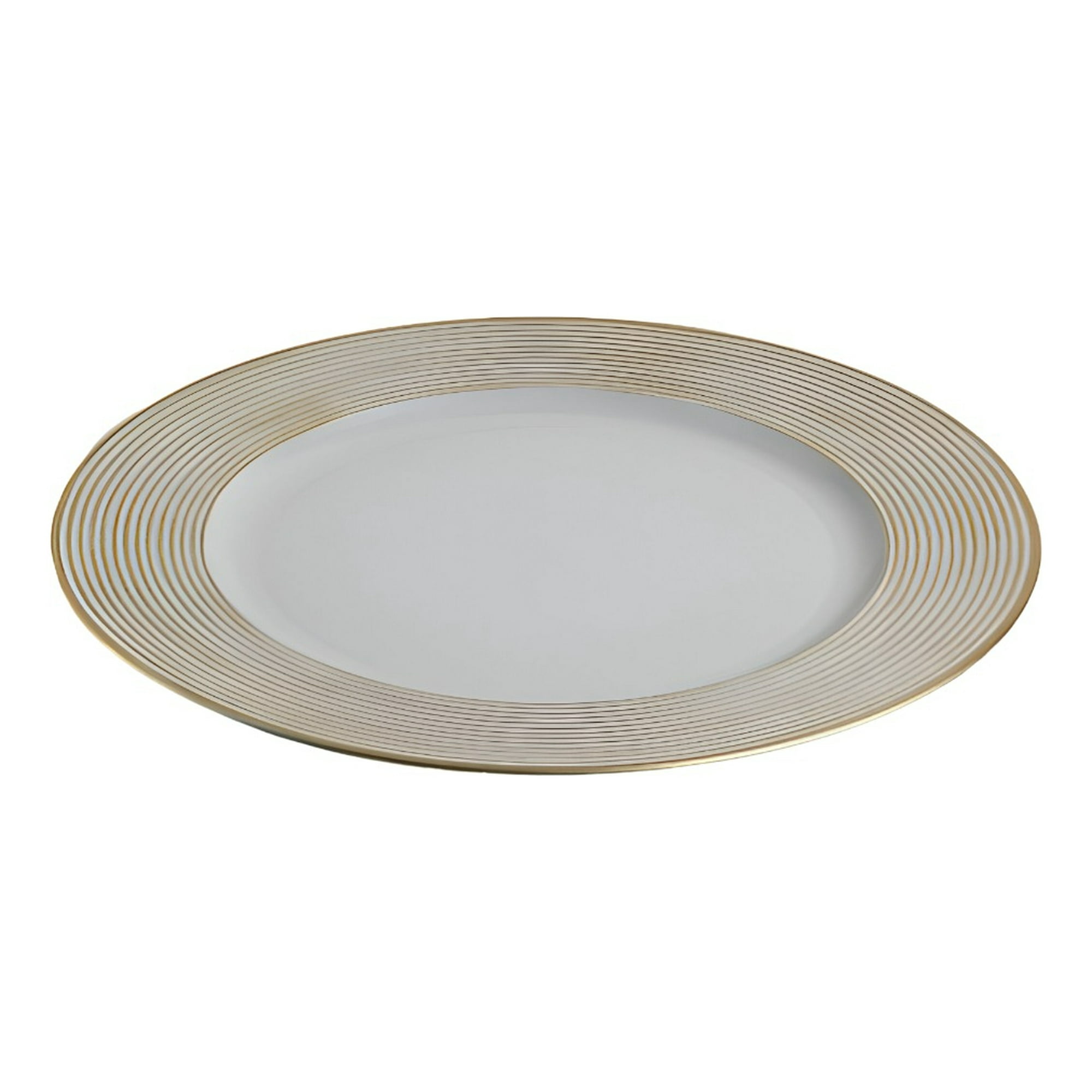 Genérico - Set 3 Plato Base Blanco Borde Dorado Decorativo Redondo Jhn
