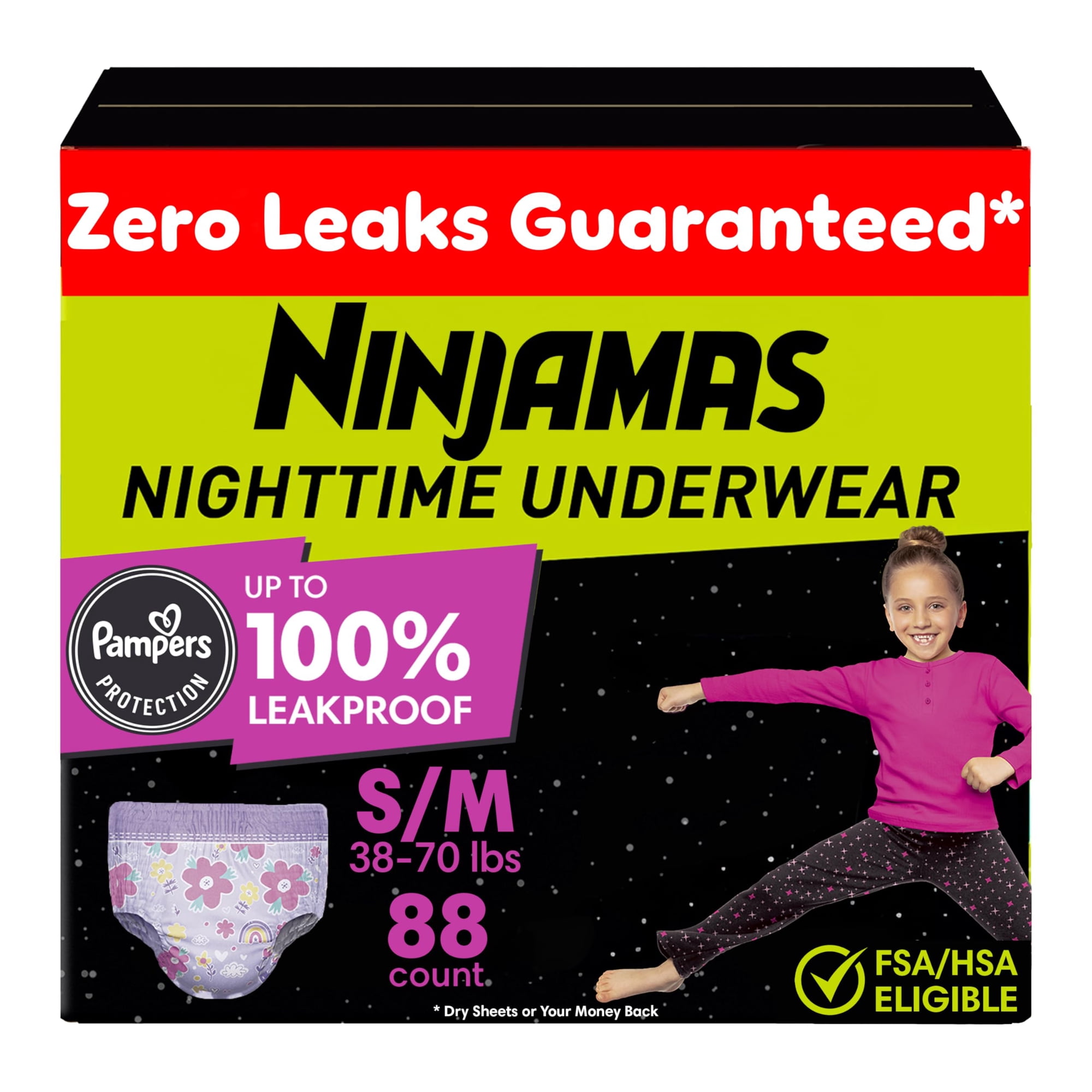 Ninjamas - Ropa Interior Para Mojar La Cama Por La Noche Niñas S M 17 32 Kg