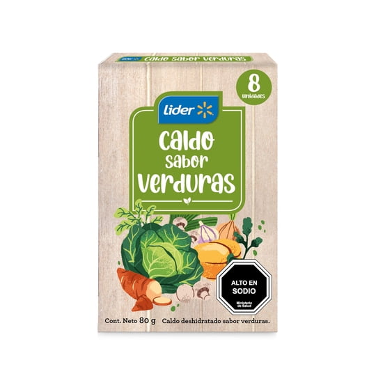 Caldo De Verduras (8 Tabletas) Caja 80 g Lider