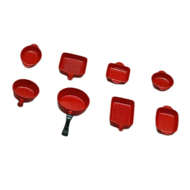 Accesorios de Cocina de Muñecas en Miniatura, Cuenco para Platos 1:6, Decoración de Cumpleaños, Bandeja de Servicio para Adultos Y Rojo