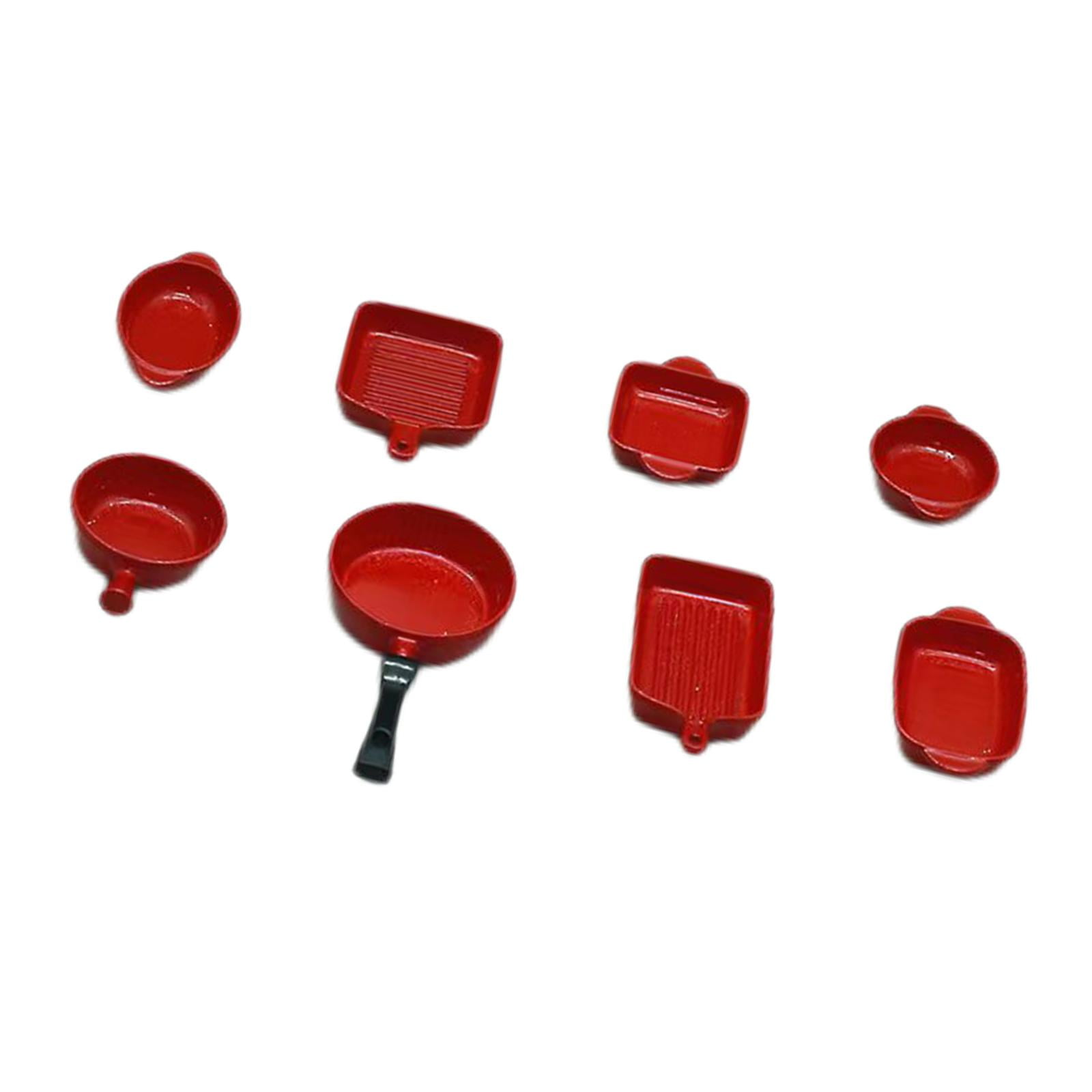 Magideal - Accesorios De Cocina De Muñecas En Miniatura, Cuenco Para Platos 1:6, Decoración De Cumpleaños, Bandeja De Servicio Para Adultos Y Rojo