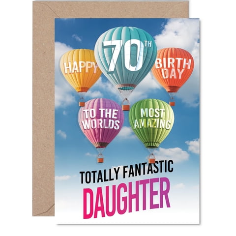 Tarjeta De Felicitación Giftzie Para Hija, 70 Cumpleaños, Globo Aerostático