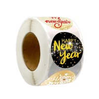 Magideal - 500X Brillo Feliz Año Nuevo Pegatinas Etiquetas Decoración Feliz Año Nuevo Etiquetas Decorativas Coloridas 1,5 Pulgadas Para Cajas De Regalo Álbum De , Estilo B