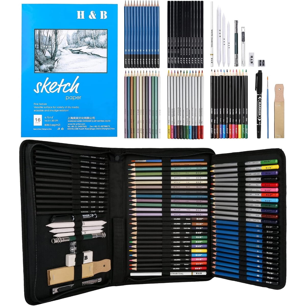 Genérico - Set Dibujo Hb 72 Piezas Con Estuche