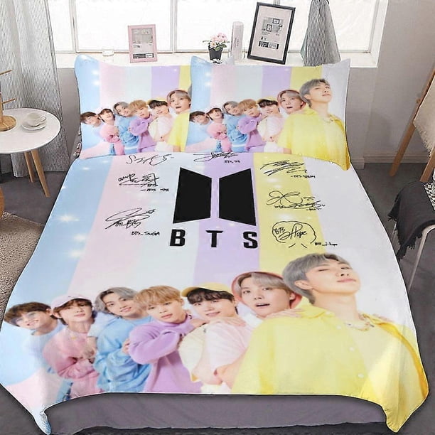 Juego de ropa de cama Kpop B tamaño individual, funda nórdica Kpop B para niños, niñas y adolescentes, suave, cómoda y transpirable con cremallera.