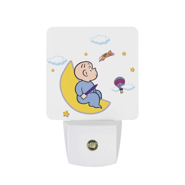 Harold y el Lápiz Morado Luz nocturna LED con sensor de anochecer a amanecer para dormitorio, baño, pasillo, escaleras - Lámpara LED nocturna de enchufe, 0.5W - 1 pieza